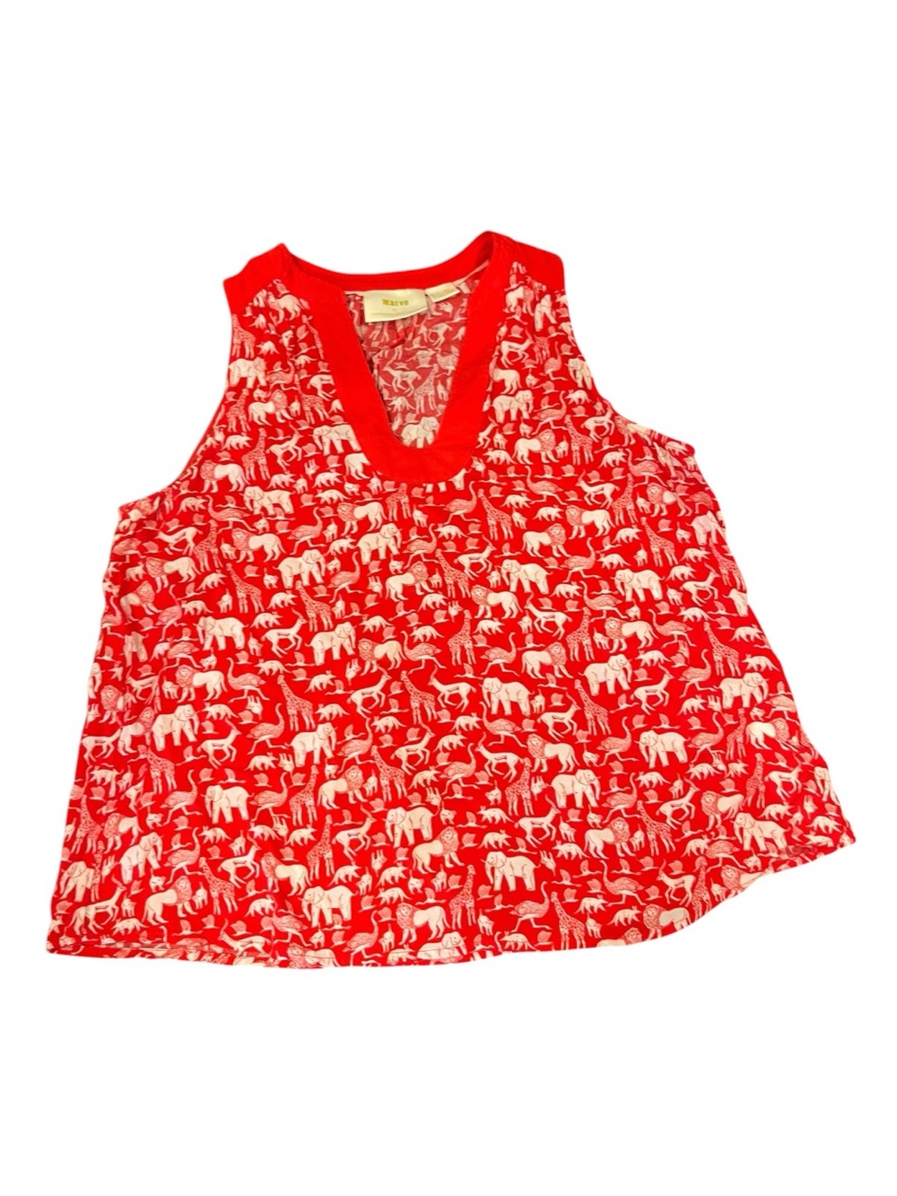 Anthropologie Maeve Red Top with White Elephant Animal Print Excellent Cond. XS - Picture 4 of 4